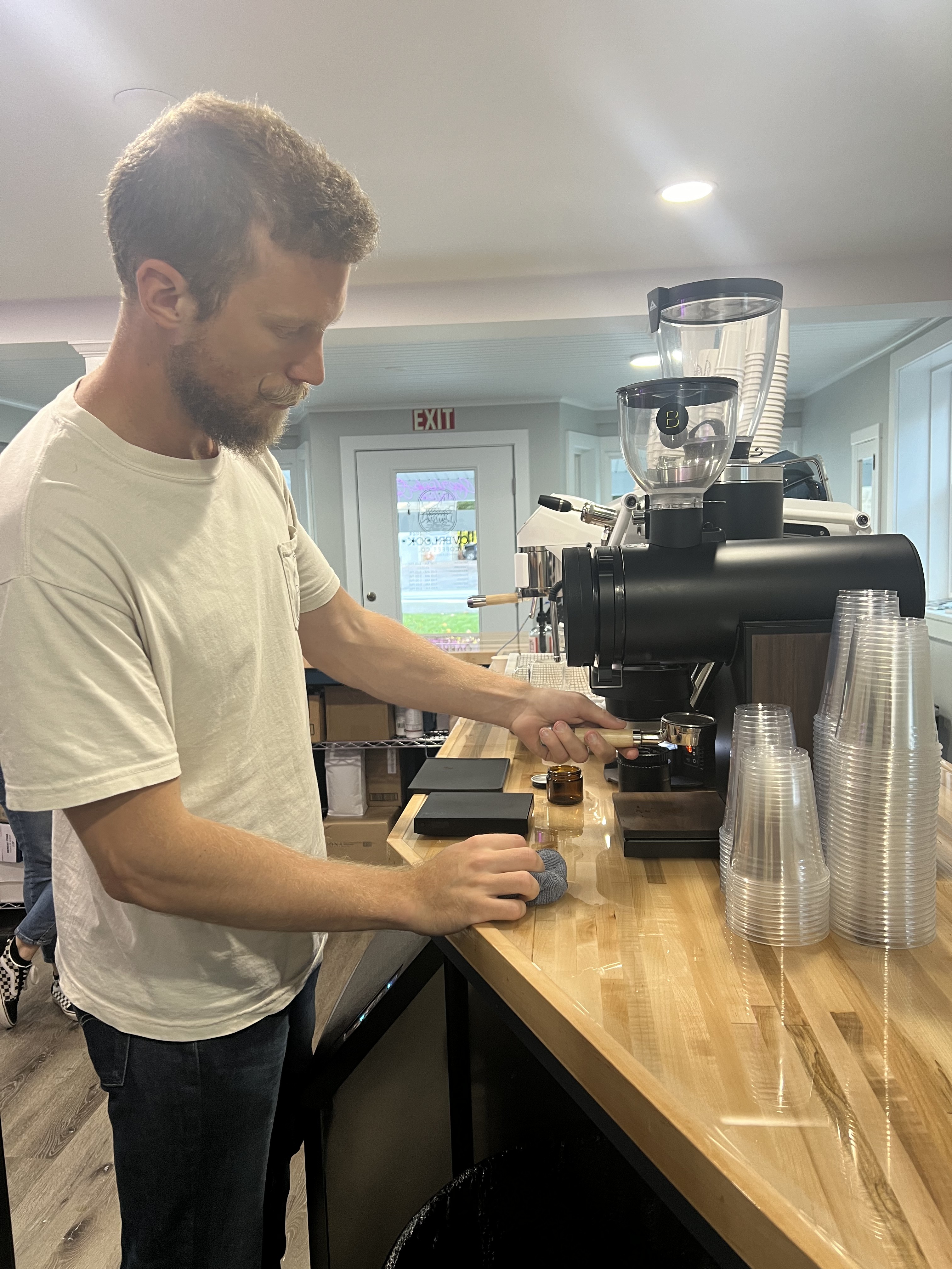Brandon at the espresso machine