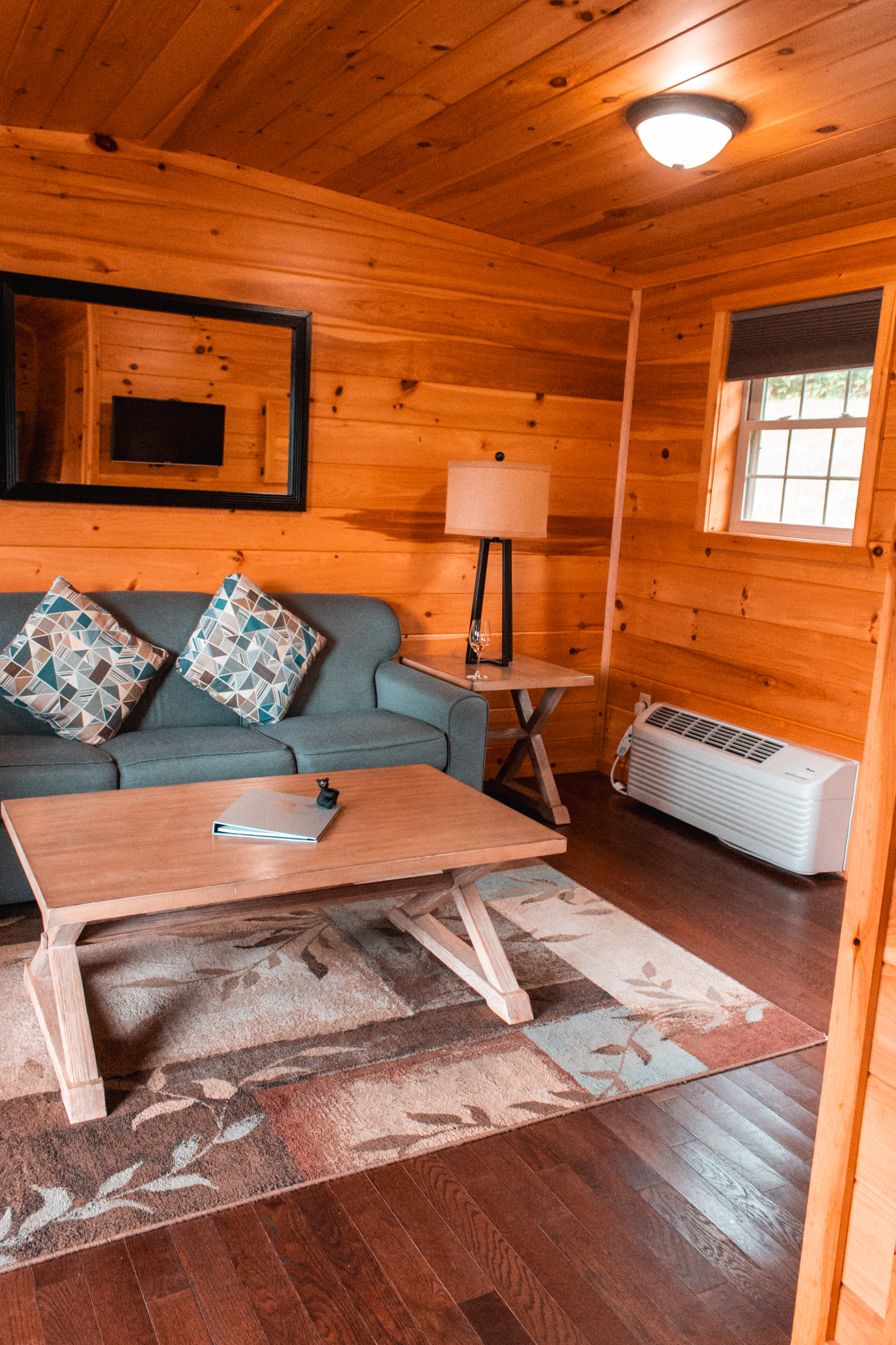 Single Island Shores knotty pine cottage interior